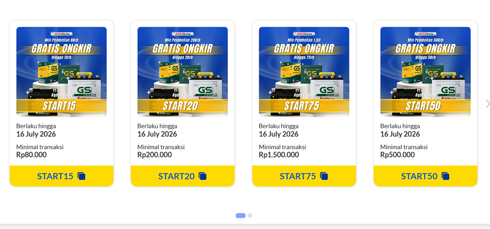 Promo beli aki GS Astra di Astra Otoshop